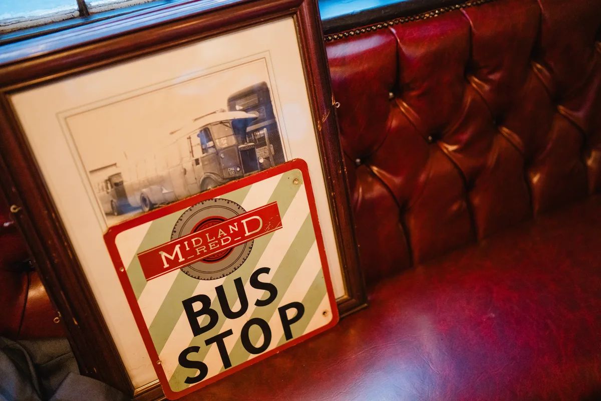 The Midland Red Bar transport heritage memorabilia and historic bus photographs at The Anchor Digbeth