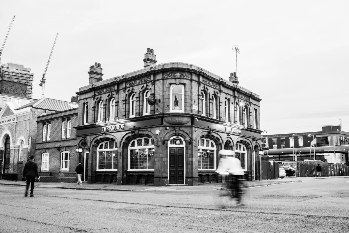 Archival twentieth-century streetscape photograph of The Anchor Digbeth on Bradford Street